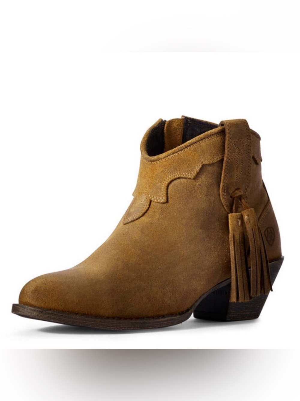Ariat Presley Suede Tassel Booties Boots Western Boho Brown Leather 9